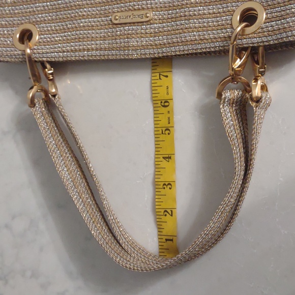 Eric Javits Women's Gold Handbag Tote Bag Purse Magnetic Closure - Picture 13 of 16